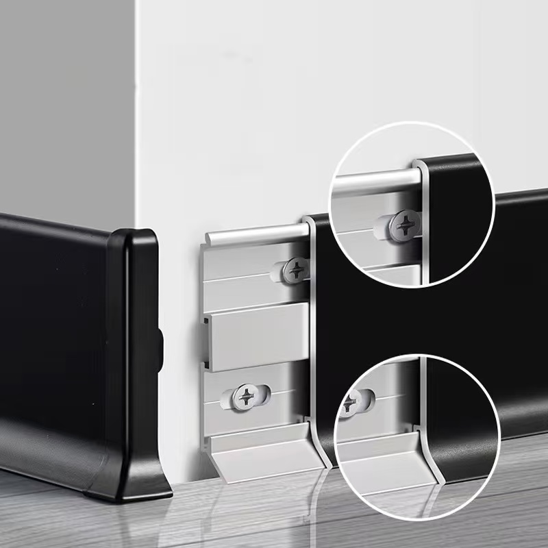 Snap-In Aluminum Skirting Board | Concealed Aluminium Baseboard Profiles