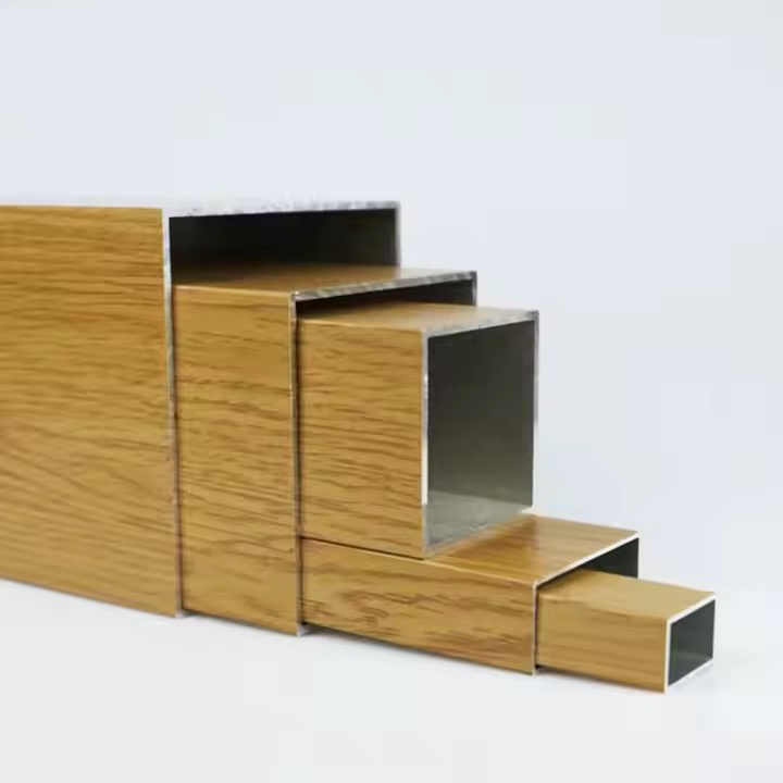 6000 Series Wood Grain Square 80x80 50x50 20x20 15x15 10x10 Box Rectangular Aluminium Profile