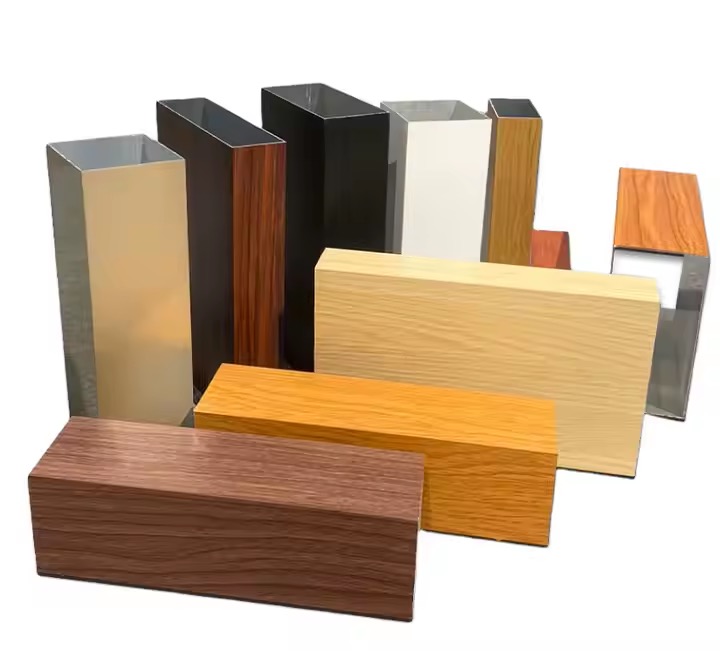 6000 Series Wood Grain Square 80x80 50x50 20x20 15x15 10x10 Box Rectangular Aluminium Profile
