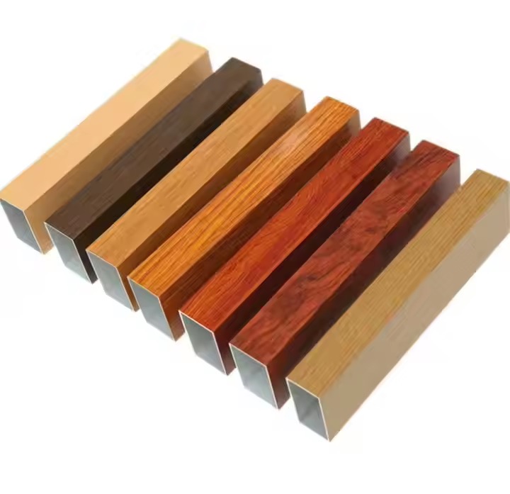 6000 Series Wood Grain Square 80x80 50x50 20x20 15x15 10x10 Box Rectangular Aluminium Profile
