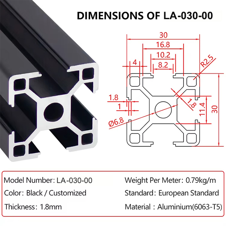 3030 Aluminium T/V Slot Profile