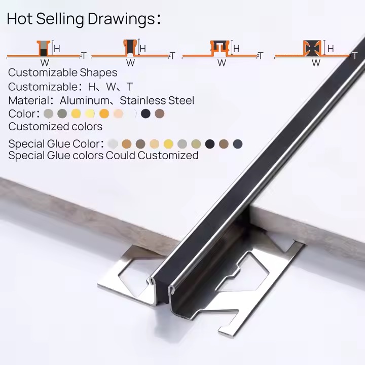 Aluminium Edge Tile Trim Extrusions Profiles