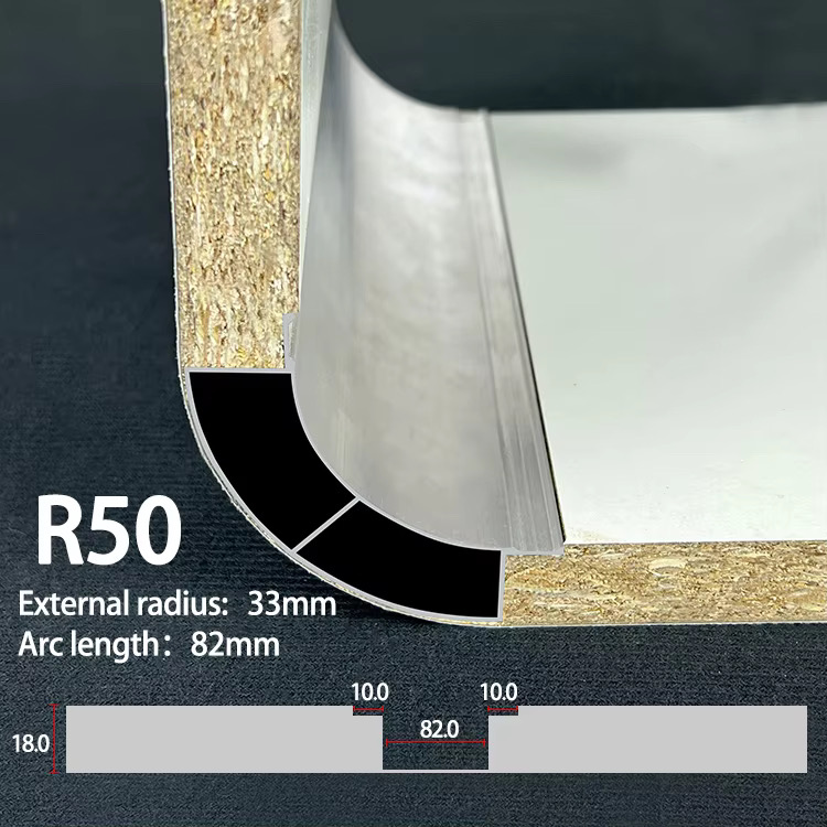 R18-R100 Aluminum Rounded Corner Trim for 18mm Furniture Panels
