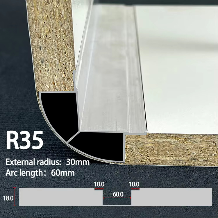 R18-R100 Aluminum Rounded Corner Trim for 18mm Furniture Panels