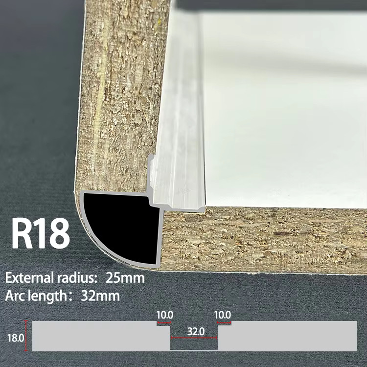 R18-R100 Aluminum Rounded Corner Trim for 18mm Furniture Panels