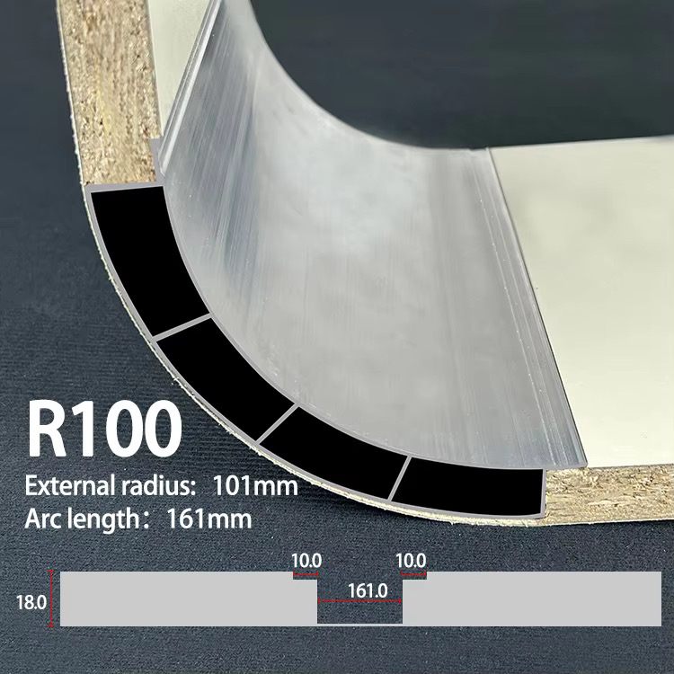 R18-R100 Aluminum Rounded Corner Trim for 18mm Furniture Panels