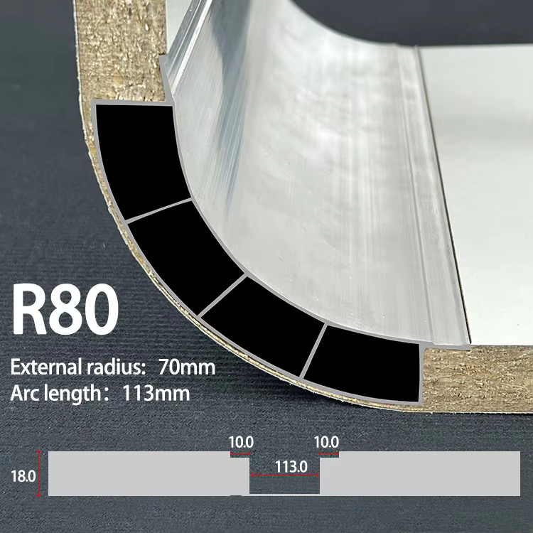 R18-R100 Aluminum Rounded Corner Trim for 18mm Furniture Panels