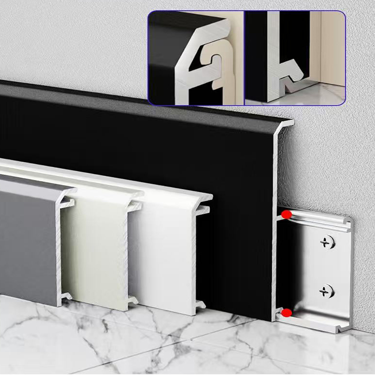 Double Base Hidden Snap Aluminium Plinth | Concealed Aluminum Baseboard Profile
