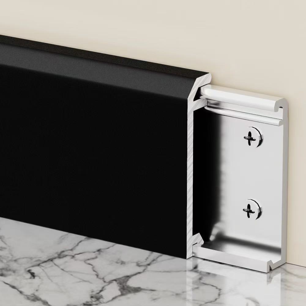 Double Base Hidden Snap Aluminium Plinth | Concealed Aluminum Baseboard Profile