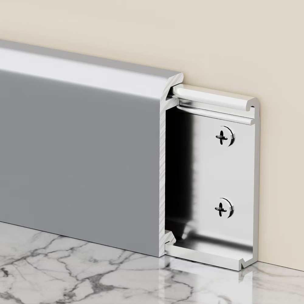 Double Base Hidden Snap Aluminium Plinth | Concealed Aluminum Baseboard Profile