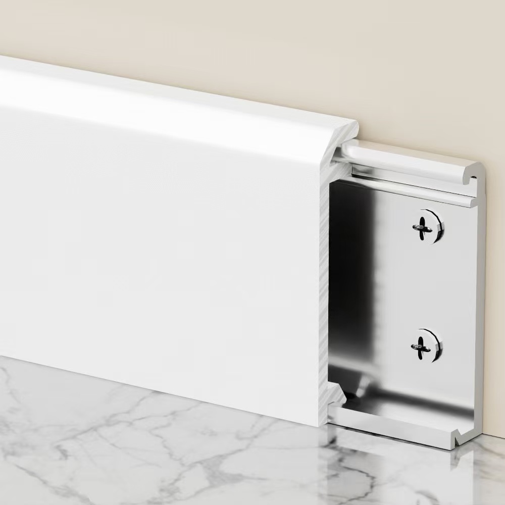 Double Base Hidden Snap Aluminium Plinth | Concealed Aluminum Baseboard Profile