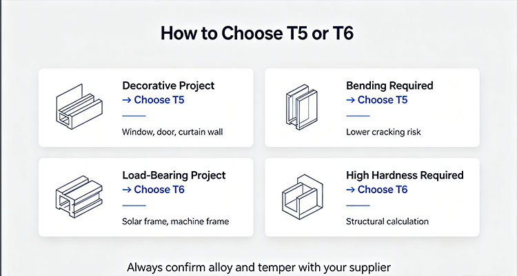 Aluminum Temper T5 vs T6 profiles