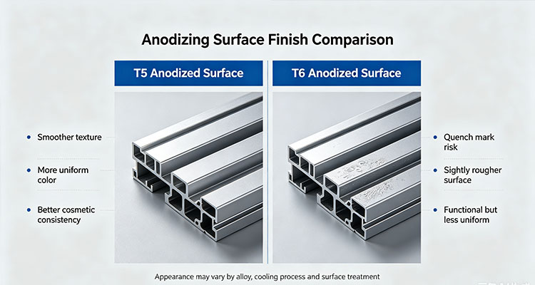 Aluminum Temper T5 vs T6 profiles
