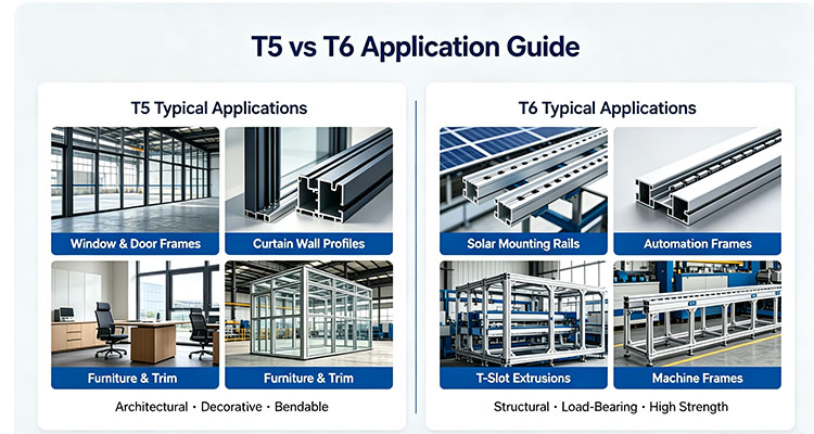 Aluminum Temper T5 vs T6 profiles